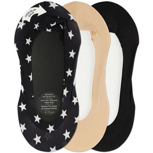 Memoi Women's 3 Pair Pack Americana Fine Edge No-Show Liners Navy One Size - 1 of 2