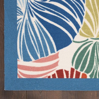Multicolor Tropical Leaf Pattern Outdoor Area Rug