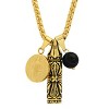 Steeltime 24" Men's 18k gold plated stainless steel St. Benedict, black simulated onyx and bullet 3pc set pendants - 2 of 4