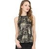 INSPIRE CHIC Women's Party Shiny Sleeveless Keyhole Back Club Metallic Tank Top - 2 of 4