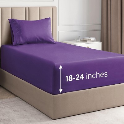 Extra Deep Pocket 4 Piece Sheet Set - Soft Bed Sheets, Fits 18"-24" Mattresses - CGK Linens