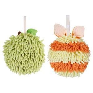 REGALWOVEN 2 Pcs Comfortable Soft Absorbent Chenille Ball Fuzzy Hand Towels - 1 of 4