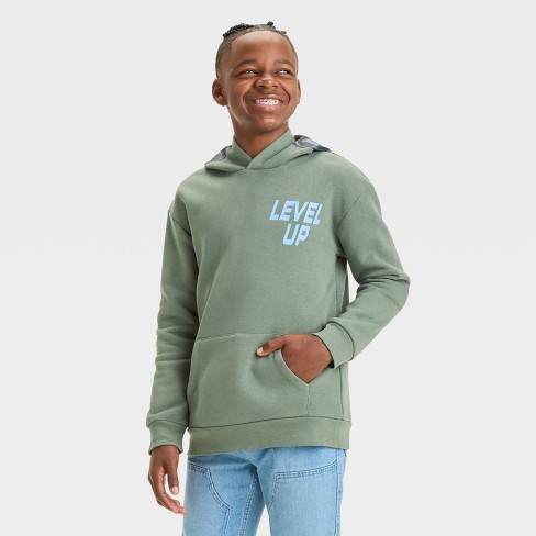 Boys Pullover Sweatshirt Headphones Graphic Hoodie Art Class Green S Target