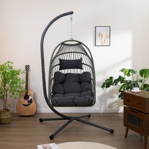 PAGED Indoor Outdoor Swing Chair with Foldable Design and Chains,Egg Chair for Patio,Porch,Garden - 1 of 4