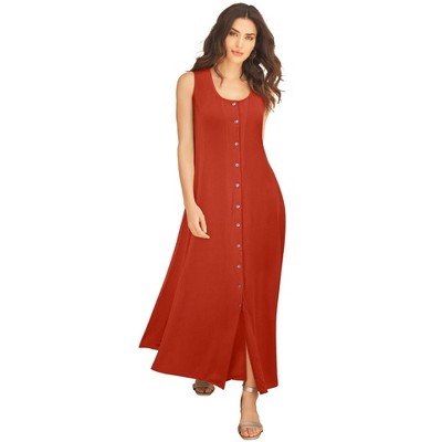 Roaman's Women's Plus Size Petite Button Front Crinkle Dress