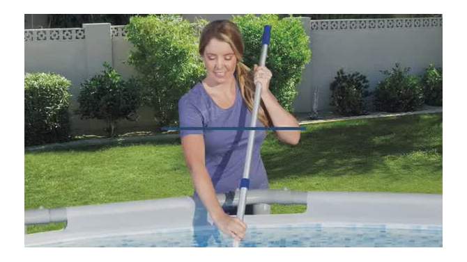 Bestway 58237 Above Ground Pool Cleaning Vacuum, 9-Foot Pole, and Surface Skimmer Maintenance Accessories Kit, 2 of 7, play video