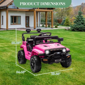 12V Ride on Truck Car with Parent Remote Control, 4-Wheel  Electric Vehicle Toy with Lights & Spring Suspension & Safety Belts,Ride on Car for Age 3+ - 1 of 4