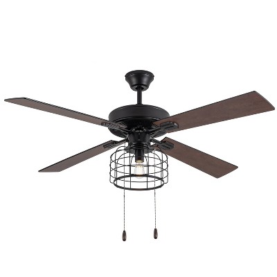 52" 4-Blade Jacinda Cage Lighted Ceiling Fan Black - River of Goods