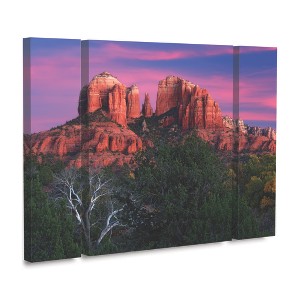 Mike Jones Photo 'Sedona Cathedral Rock Dusk' Multi Panel Art Set Small 3 Piece - 1 of 2