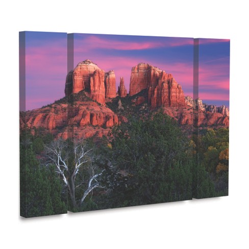 Mike Jones Photo 'Sedona Cathedral Rock Dusk' Multi Panel Art Set Small 3 Piece - image 1 of 2