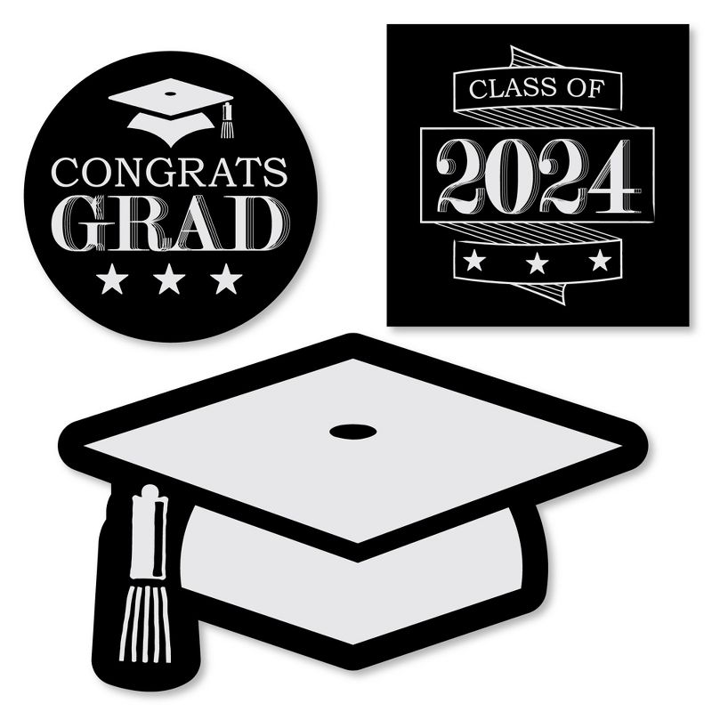 Big Dot of Happiness Graduation Cheers - DIY Shaped 2024 Graduation Party Cut-Outs - 24 Count, 1 of 6