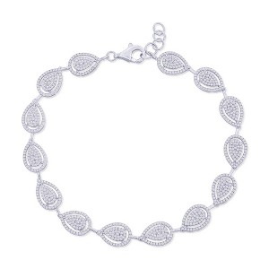 Diamonds D'Argento Sterling Silver, Pearshaped Halo Diamond Bracelet - (756 Stones) - Silver - 7.5 Inch - 1 of 2