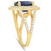 Pompeii3 6 1/5 Ct Huge Diamond Oval Blue Sapphire Diamond Double Halo Ring Yellow Gold - 3 of 4