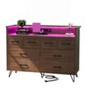 Dresser with Light, Charging Station, 8 Drawers Wooden Dressers,  Vintage Chest of Wide Drawers for Bedroom, Living Room, Entryway, Hallway - 4 of 4