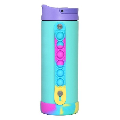Elemental® Iconic Pop Stainless Steel 14-Oz. Fidget Water Bottle Thermos with Flip-open Sports Cap, Bubble Strap, and 2 Straws