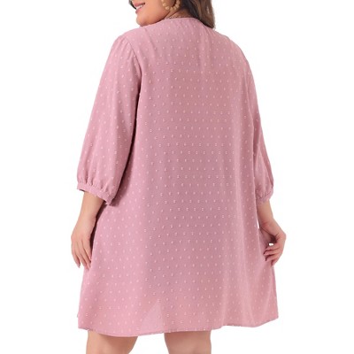 Agnes Orinda Women's Plus Size Lace Open Front 3/4 Sleeve Long Cardigans Khaki 3x