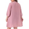 Agnes Orinda Women's Plus Size Open Front 3/4 Sleeve Swiss Dots Lightweight Flowy Casual Cardigan - 4 of 4