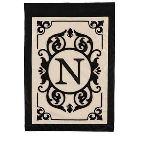 Evergreen Flag Cambridge Chic Letter N Monogram Applique Garden Flag - 12.5" Wide x 18" High - 1 of 4