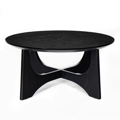 Lirago  Round Black Coffee Table End Table for Living Room Modern Minimalist Style 17.5"H x 36"D x 36"W