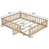 CAVINAS Multi-Functional Kids Montessori Floor Bed Frame, Sturdy Pine & Plywood Platform Bed Frame with Fence & Door, Full Wooden Toddler Bed - 3 of 4