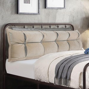Headboard Backrest Set of 2 Pack Chenille Throw Pillows for Daybed Couch Support Reading Pillows, Gray &Beige - 1 of 4