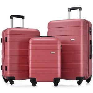 3pcs Luggage Set, ABS Hard Shell Expandable Spinner Luggage, 20'' Airline Certified Carry-on 24'' and 28'' Expandable Hardshell Luggage Lightweight - 1 of 3