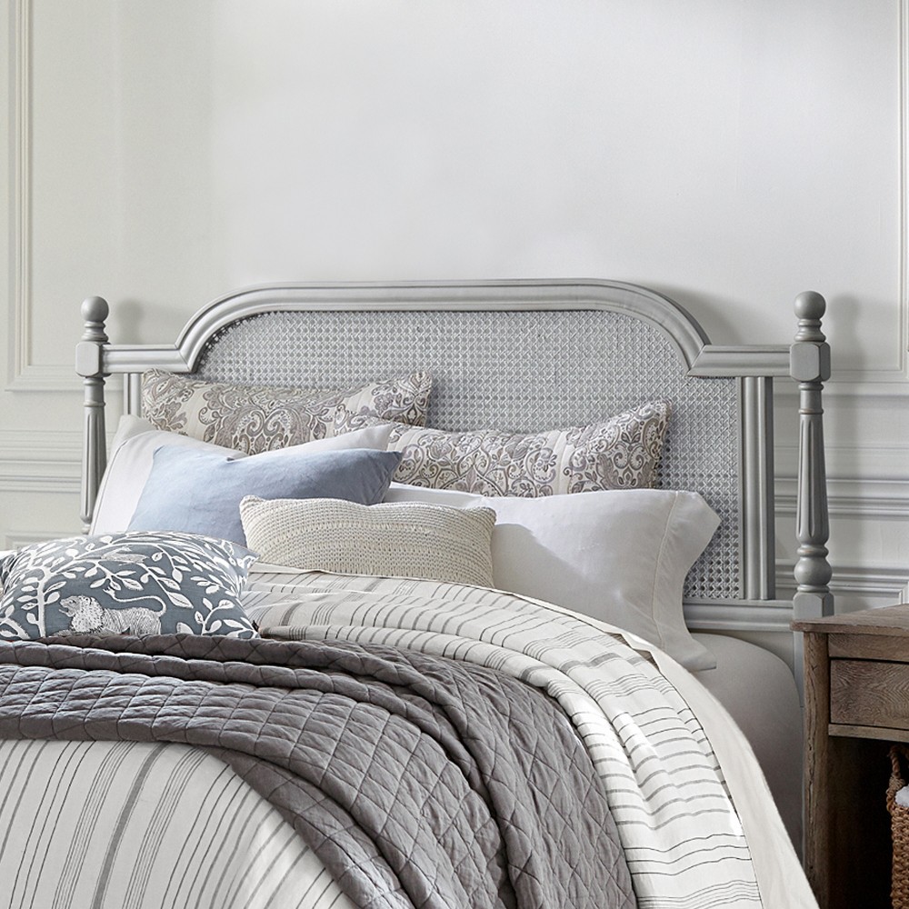 Photos - Bed Frame Hillsdale Furniture Queen Melanie Wood and Cane Headboard French Gray