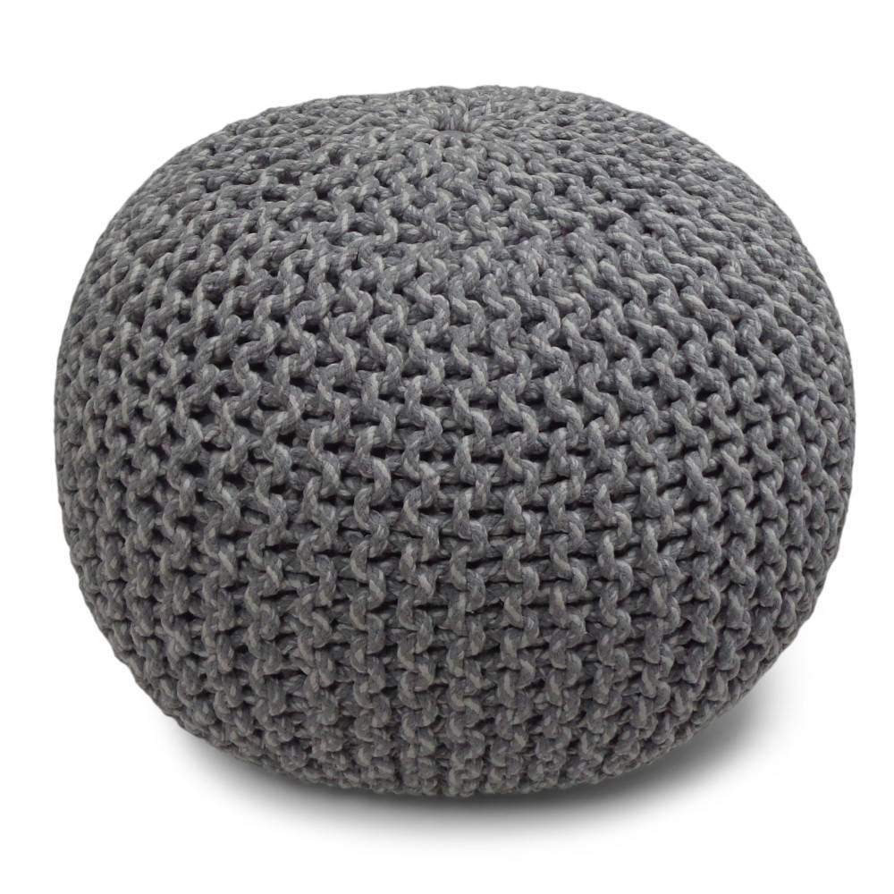 Photos - Pouffe / Bench Rigby Contemporary Round Hand Knit Pouf Gray - WyndenHall