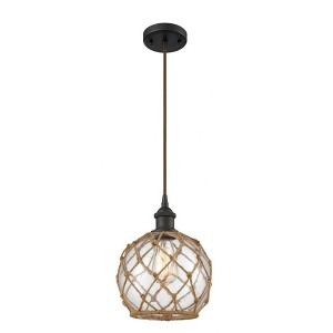 Farmhouse Rope - 1 Light Cord Hung Mini Pendant In Industrial Style-10 Inches Tall and 8 Inches Wide - 1 of 1