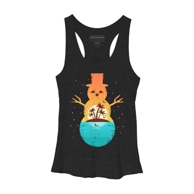Women's Design By Humans Christmas in July Snowman Sunset By destiny29 Racerback Tank Top