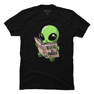 Men's Design By Humans Believe in Yourself Funny Book Alien By EduEly T-Shirt - 1 of 4