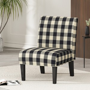 Lycvki Pattern Fabric Upholstered Accent Chair with Wood Legs - 1 of 4