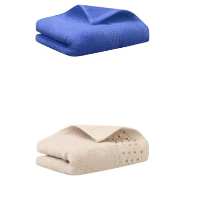 REGALWOVEN Solid Textured Cotton Absorbent Soft Bathroom Hand Towel 13" x 30"/14" x 30" 2 Packs