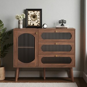 Mshliw Accent Cabinet with 3 Drawers and Door, Wooden Storage Sideboard with Shelves for Living Room, Entryway & Primary Living Spaces - 1 of 4