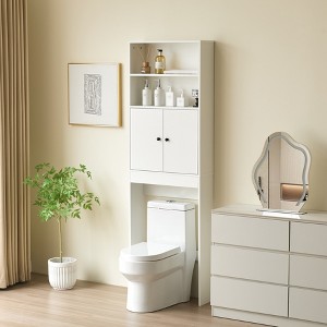 VYNXARIA Over The Toilet Storage Cabinet,Farmhouse Storage Cabinet Over Toilet with 2 Barn Door & Toilet Paper Holder Stand,White - 1 of 4
