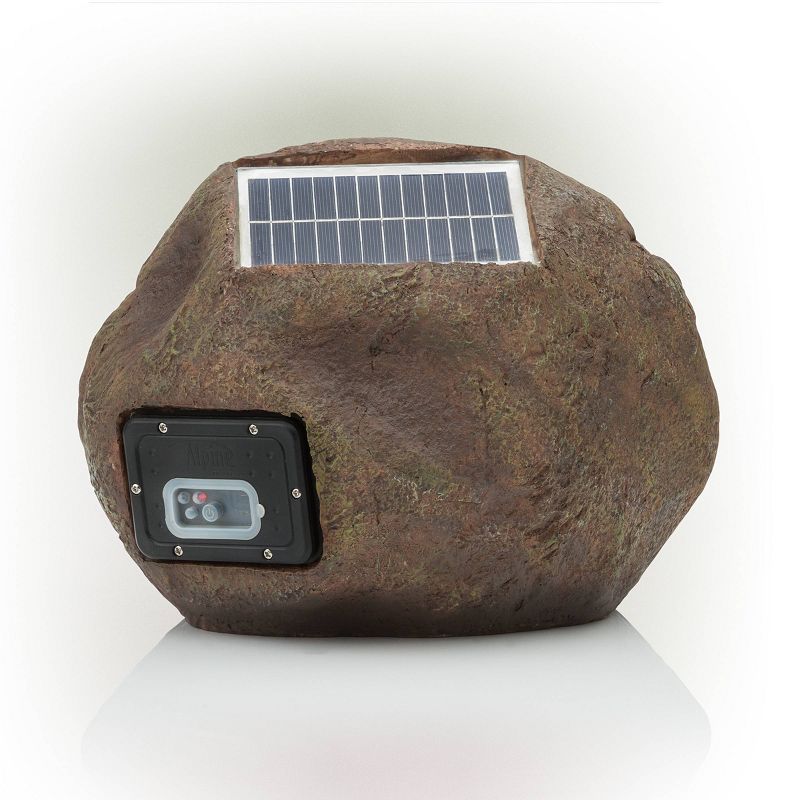 Set of 2 Outdoor Waterproof Bluetooth Solar Wireless Resin Rock Speakers Brown - Alpine Corporation, 6 of 9