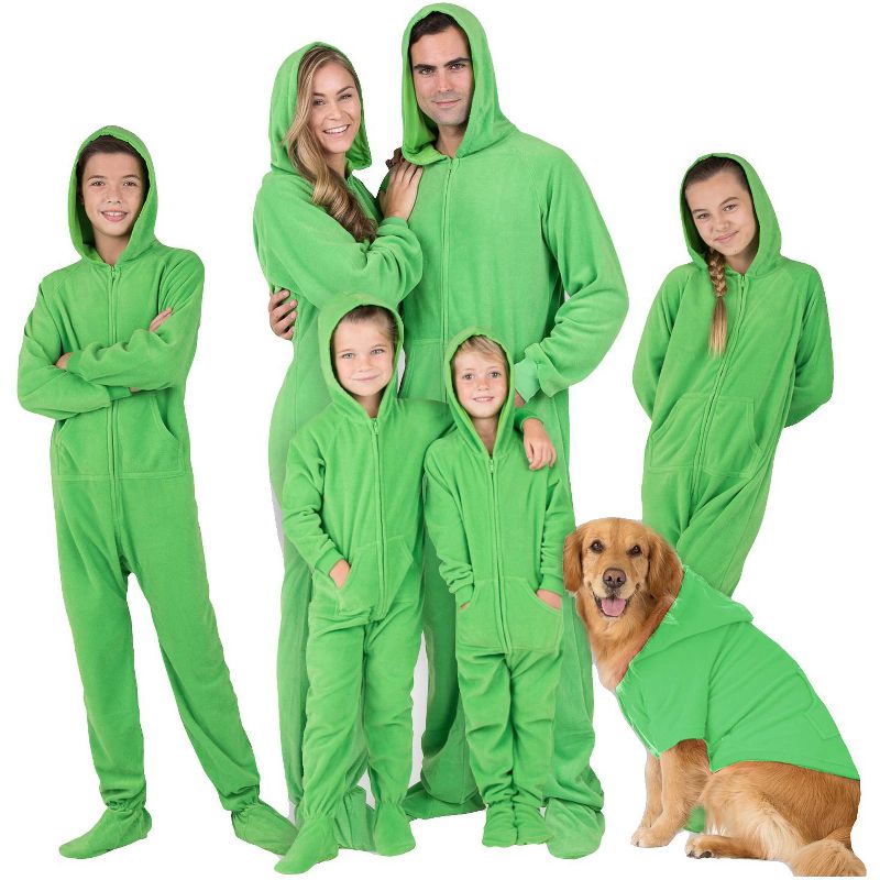Footed Pajamas - Family Matching - Emerald Green Hoodie Fleece Onesie For Boys, Girls, Men and Women | Unisex, 4 of 5