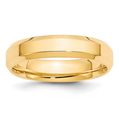 Black Bow Jewelry 5mm 14K White or Yellow Gold Beveled Edge Comfort Fit Band