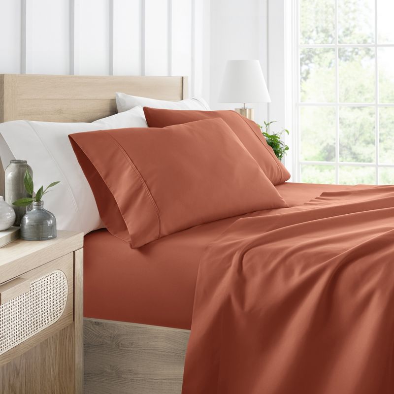 4 Piece Bed Sheet Set Solid Double Brushed Microfiber, Ultra Soft, Easy Care - Becky Cameron, 1 of 13