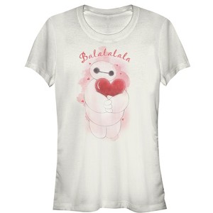 Juniors Womens Big Hero 6 Valentine Baymax Heart Hug T-Shirt - 1 of 3