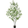 GAOMON Artificial Eucalyptus Tree, Tall Faux Eucalyptus Plant with Willow Like Leaves, Indoor Fake Tree in Black Plastic Pot - 2 of 4