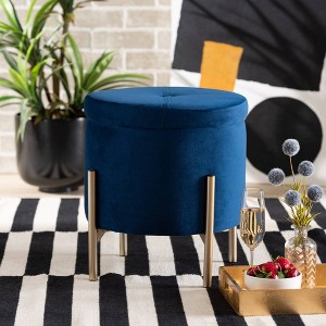 Malina Velvet Metal Storage Ottoman - Baxton Studio - 1 of 4