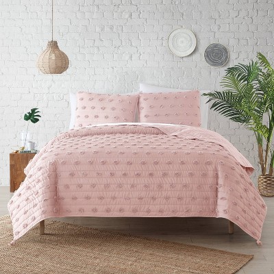 3pc Full/Queen Solid Eyelash Quilt Set Blush - Mudd