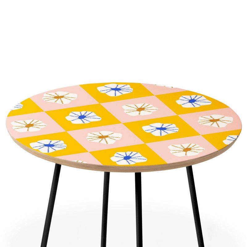 Maritza Lisa White Checkered Flowers Side Table - Deny Designs, 3 of 6