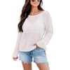 Clearlove Women's Crochet Tops Long Sleeve Hollow Out Beach Summer Sweater Boho Knit Coverup - 2 of 3