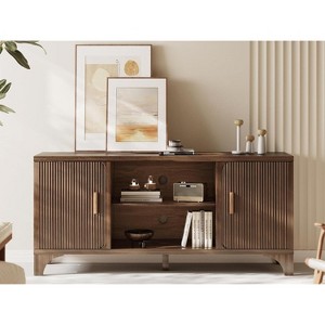 SUGIFT Mid Century Modern TV Stand for 55–65 Inch TVs – Fluted Door Entertainment Center with Storage Cabinets, Wood Media Console - 1 of 4