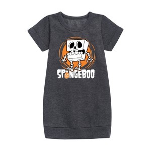 - SpongeBob SquarePants - Spongeboo Graphic Short Sleeve Fleece Dress - 1 of 4