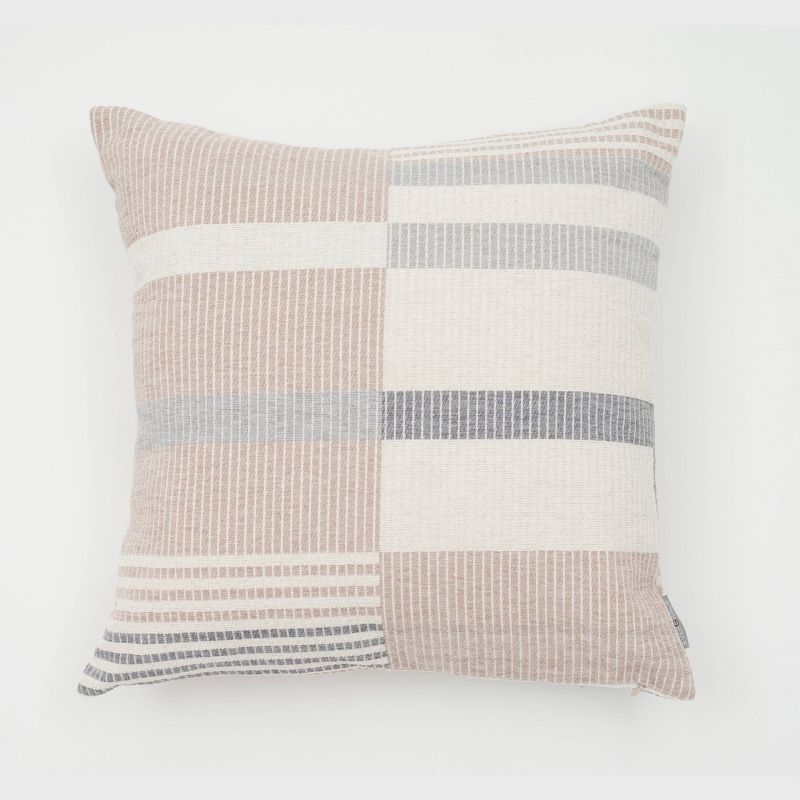 18"x18" Olov Striped Chenille Woven Square Throw Pillow - Evergrace, 1 of 10
