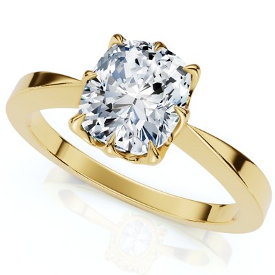 Pompeii3 1 1/2Ct Cushion Solitaire Diamond Engagement Ring 14k Gold Lab Created