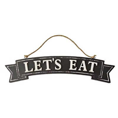 VIP Wood 15.75 in. Black Lets Eat Rope Hanging Wall Decor